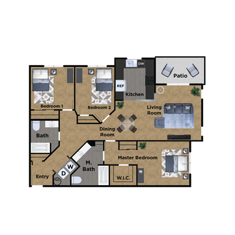 Pioneer Meadows Three Bedroom Two Bathroom Floor Plan